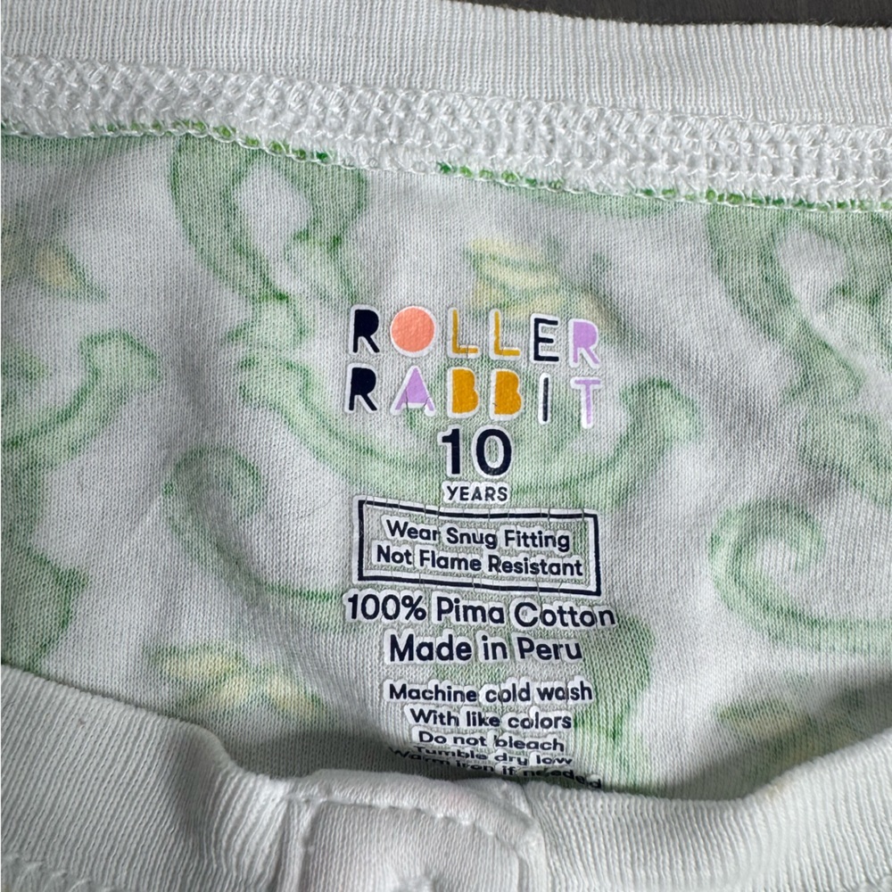Roller Rabbit kids cozy monkey pajamas Emerald green Top - Picture 4 of 6